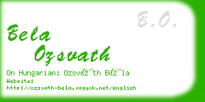 bela ozsvath business card